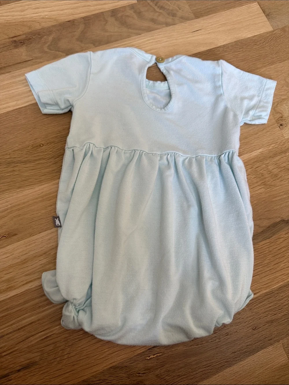 Burt's Bees Baby Light Blue Bubble Romper with Ruffle Legs